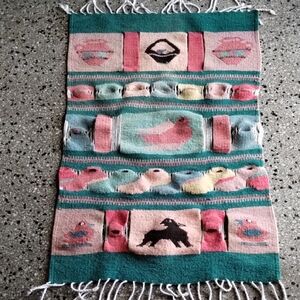 Vintage Southwestern Pastel Tapestry | Hand Loomed Bohemian Wall Hanging